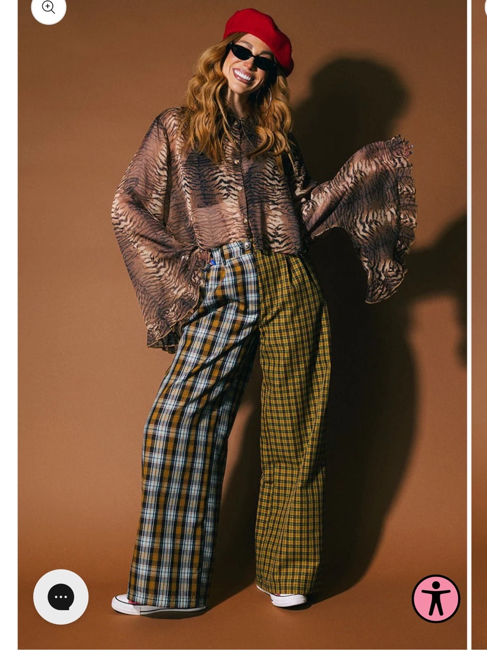 NWT Dressed in LALA Half + Half Plaid Trousers